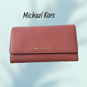 MICHAEL KORS Dusty Rose Large Leather Wallet 18 Slots